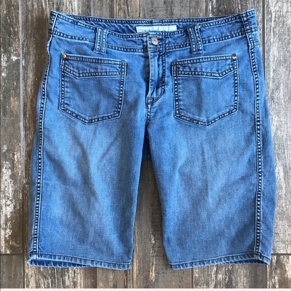Vintage Old Navy Stretch Denim Mid-rise Bermuda Jean Shorts Size 10 - Picture 2 of 7